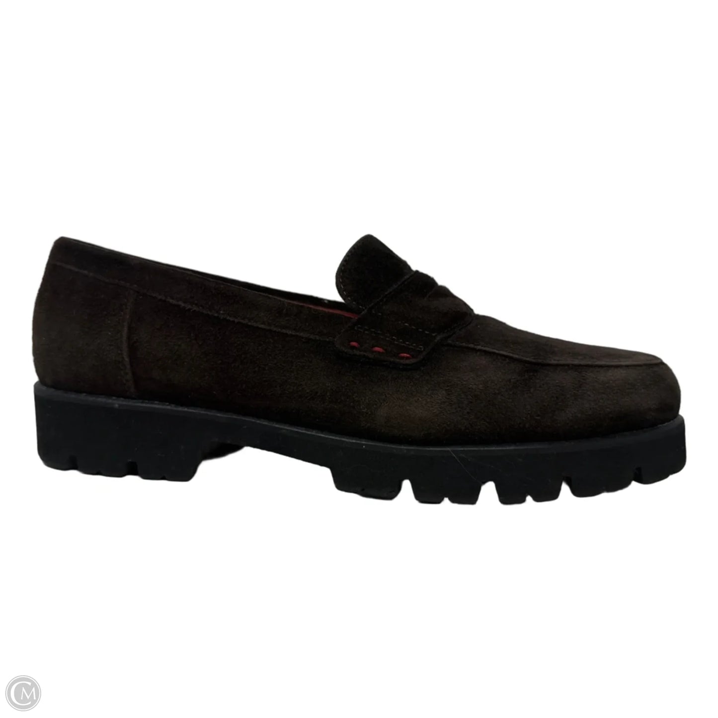 Marta Suede Penny Loafers By Pas de Rouge In Brown, Size: 7.5 (38)