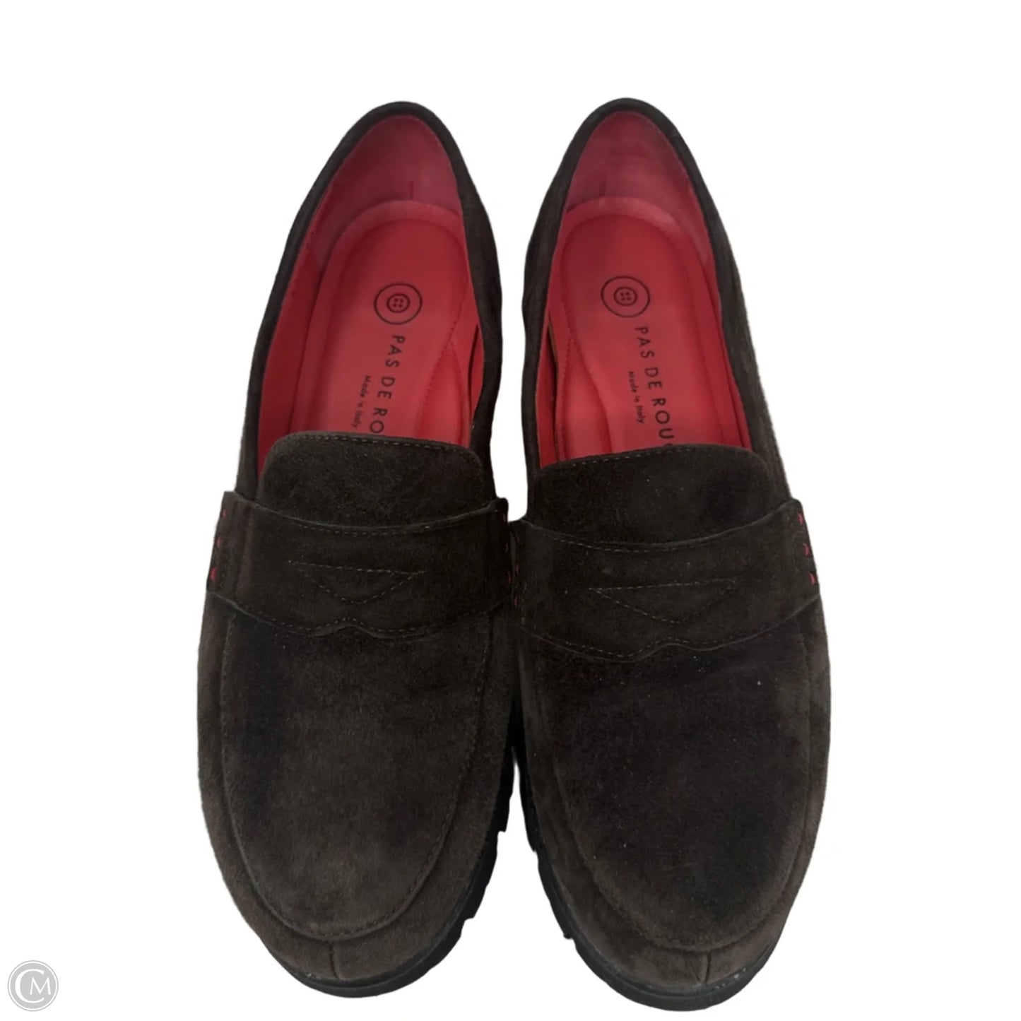 Marta Suede Penny Loafers By Pas de Rouge In Brown, Size: 7.5 (38)