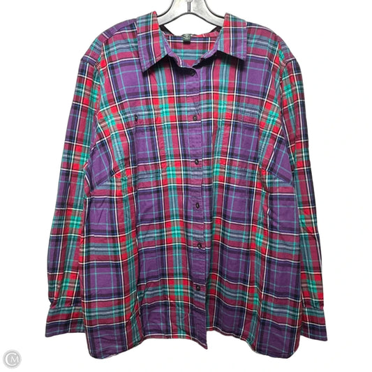 Top Long Sleeve By Lauren By Ralph Lauren In Plaid Pattern, Size: 3x