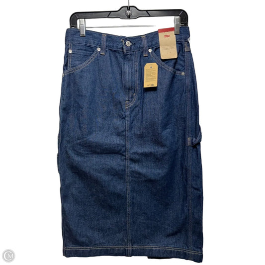 Cargo Back Slit Skirt Maxi By Levis In Blue Denim, Size: 6