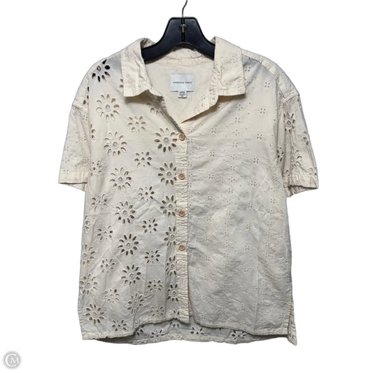 Top Short Sleeve By American Eagle In Cream, Size: S