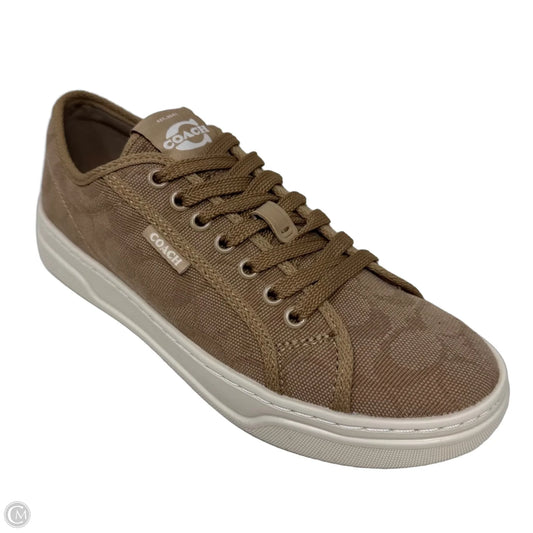 Canvas Sneakers Designer By Coach In Tan, Size: 6.5