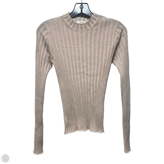 Metallic Rib Knit Top Long Sleeve By Vince In Pink, Size: M