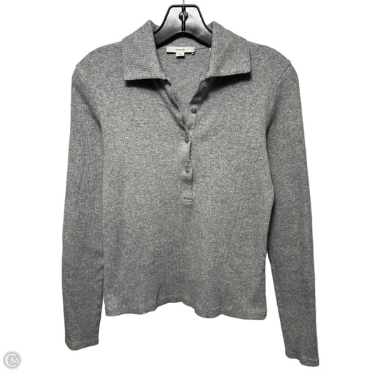 Ribbed Top Long Sleeve By Vince In Grey, Size: M