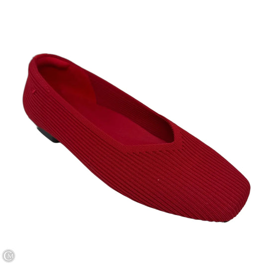 Square-Toe Margot V-Cut Flats By Vivaia In Ruby Red, Size: 10.5 (41.5)
