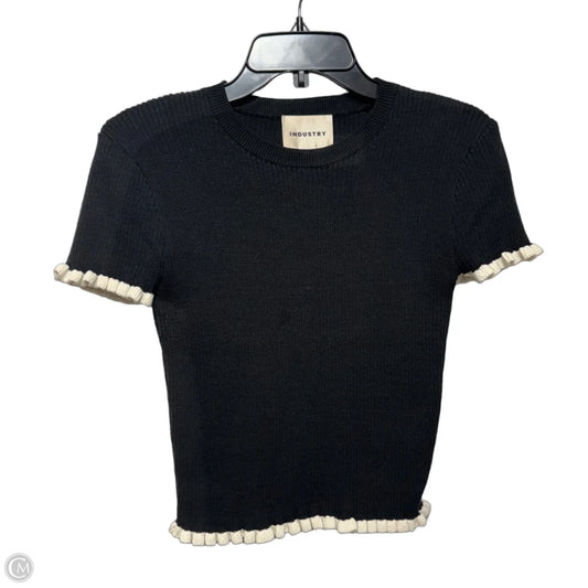Knit Top Short Sleeve By Industry In Black & Cream, Size: S