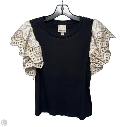 Top Short Sleeve By Industry In Black & Cream, Size: S