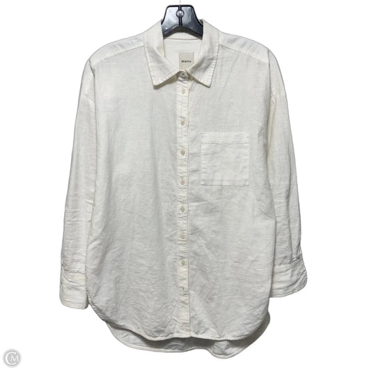 Linen Blend Top Long Sleeve By Maeve In Cream, Size: Xxs