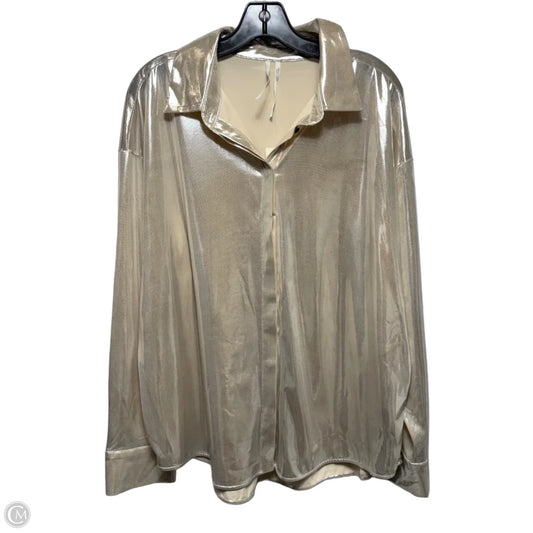 Metallic Top Long Sleeve By Anthropologie In Gold, Size: Xl