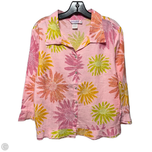 Linen Top 3/4 Sleeve By Fresh Produce In Floral Print, Size: M