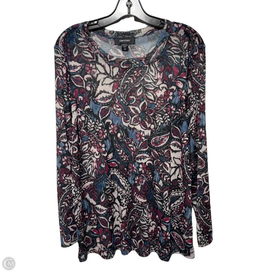 Mesh Top Long Sleeve By Karen Kane In Floral Print, Size: 2x