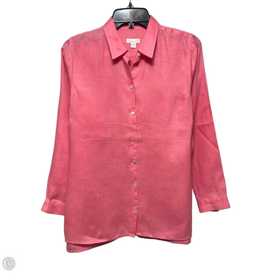 Linen Top Long Sleeve By J. Jill In Pink, Size: S