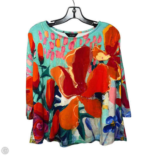 Top 3/4 Sleeve By Ali Miles In Multi-colored, Size: Lp