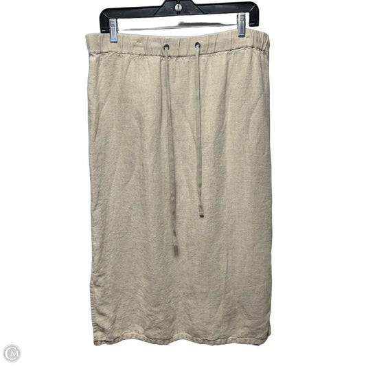 Linen Skirt Midi By Eileen Fisher In Tan, Size: M