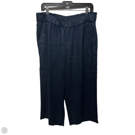 Nantucket Pull-On Wide Leg Crop Pants Linen By Talbots In Navy, Size: L