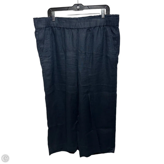 Nantucket Pull-On Wide Leg Crop Pants Linen By Talbots In Navy, Size: XL