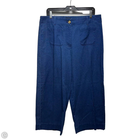 Linen Blend Wide Leg Pants By Talbots In Navy, Size: 12