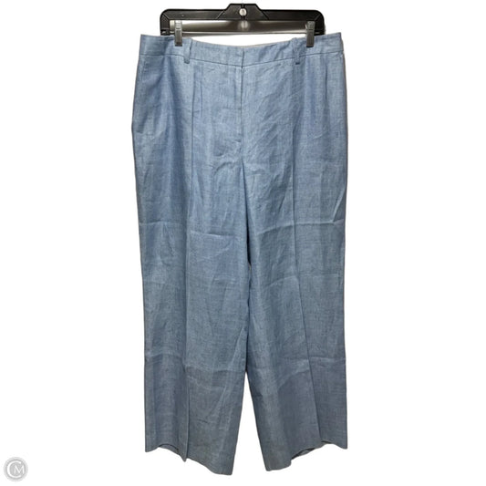 100% Linen Pants Designer By Lafayette 148 In Blue, Size: 14