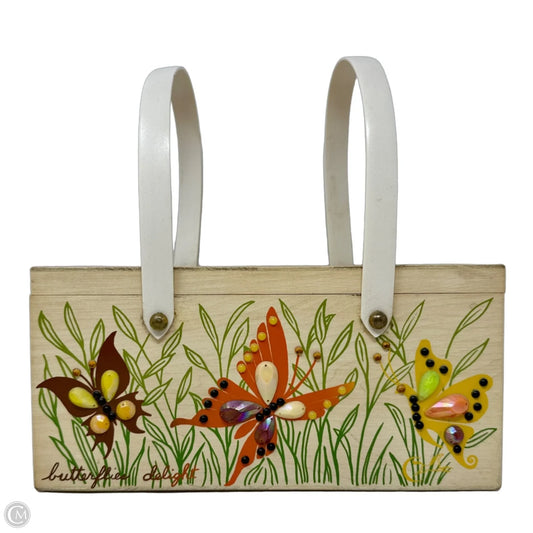 Vintage Collectible 60’s "Butterflies Delight" Wooden Box Bag By Enid Collins of Texas, Size: Small