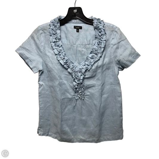 Linen Top Short Sleeve By Talbots In Blue, Size: 2