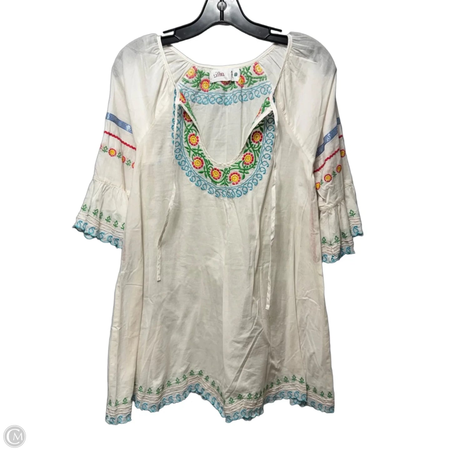 Embroidered Tunic 3/4 Sleeve By Lilka X Anthropologie In Floral Print, Size: M