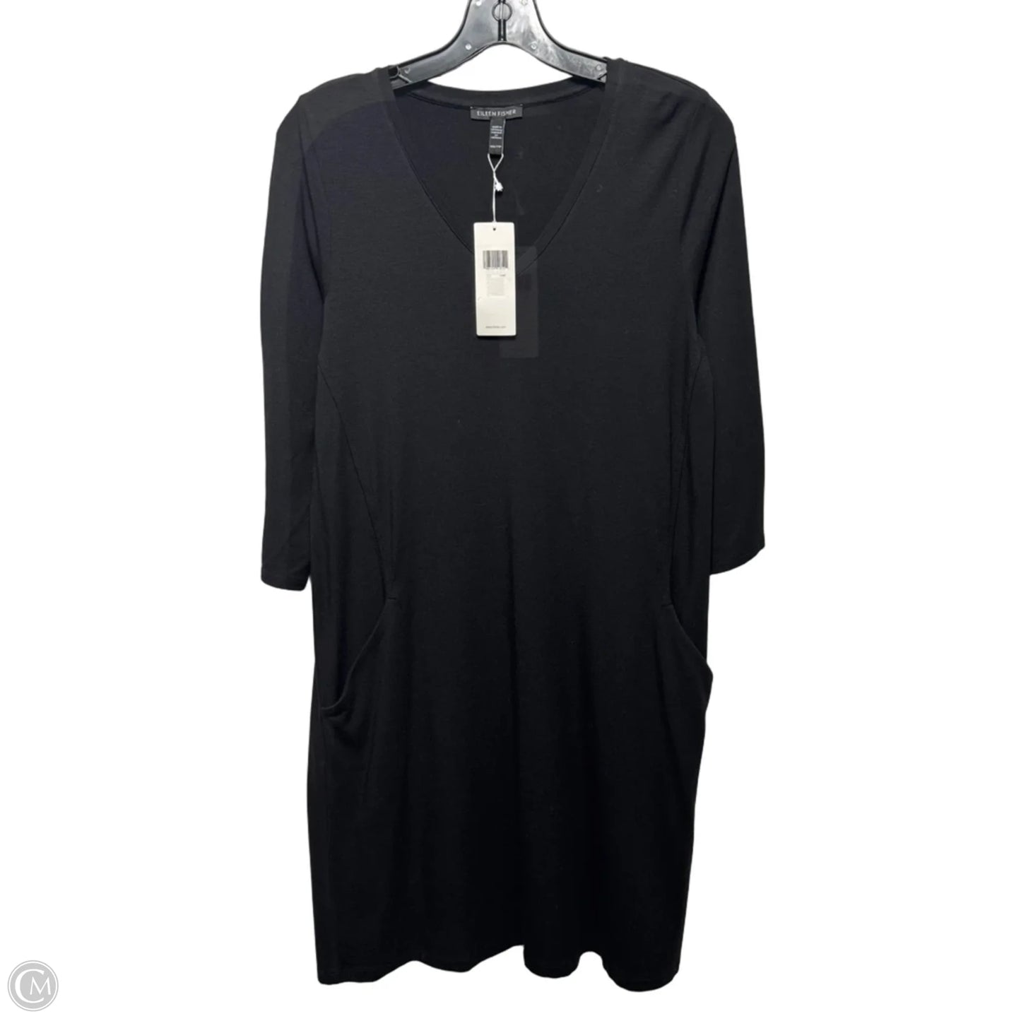 V-Neck A-Line Dress By Eileen Fisher In Black, Size: XXS