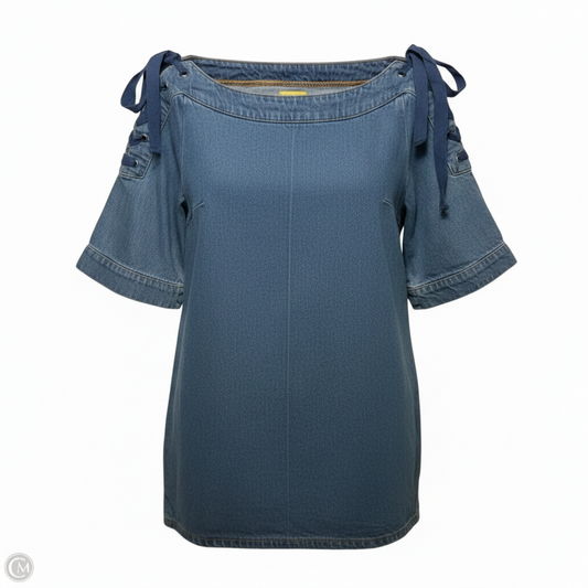 Denim Lace-Up Shift Dress By Maeve In Blue Denim, Size: S