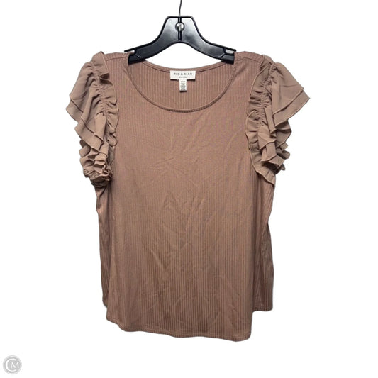 Top Short Sleeve By Rio & Rian In Warm Taupe, Size: M