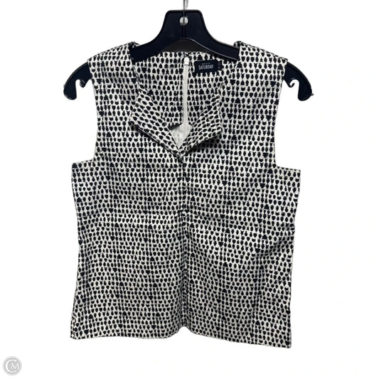 Jar Printed Blouse Sleeveless Designer By Kate Spade Saturday In Black & White, Size: Xs