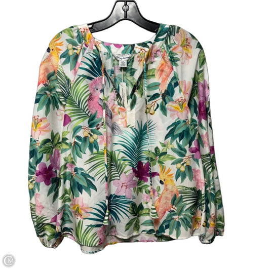 Tropical Bliss Cotton & Silk Top Long Sleeve By Tommy Bahama In Tropical Print, Size: S