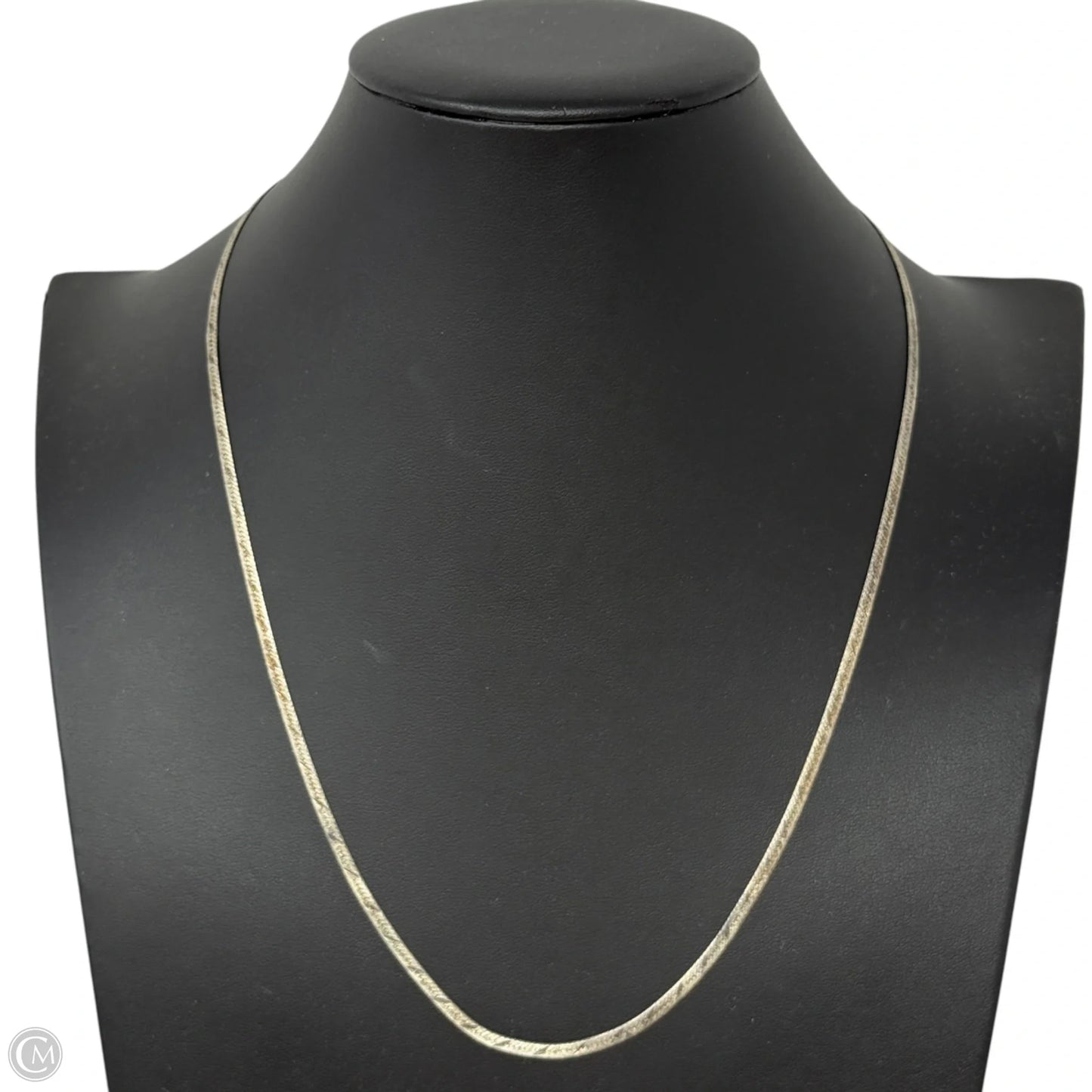 Vintage Italian Sterling Silver Etched Herringbone Chain Necklace