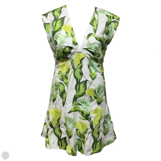 Eloise Twist Front Embroidered Tiered Mini Dress By Adelyn Rae In Green & White, Size: XL