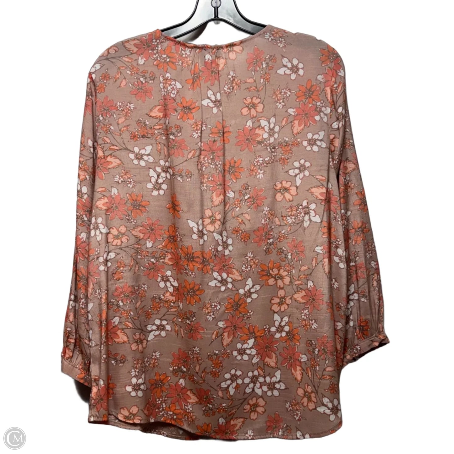 Top Long Sleeve By Como Vintage In Peach, Size: Xl
