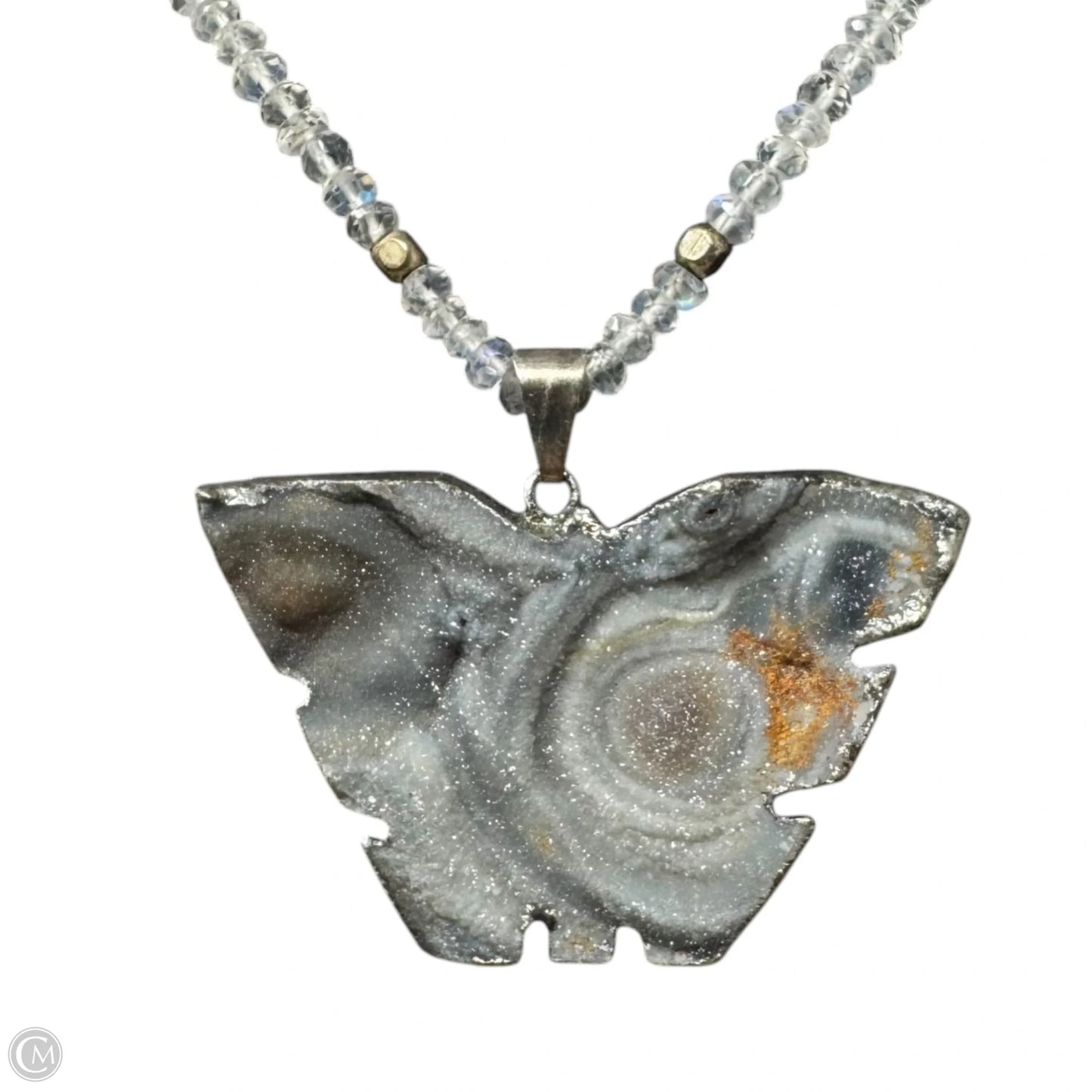 Druzy Butterfly Necklace Sterling Silver Clasp