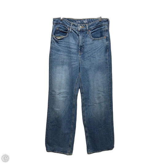 Extra High-Rise Sky-Hi Wide Leg Jeans By Old Navy In Blue Denim, Size: 8