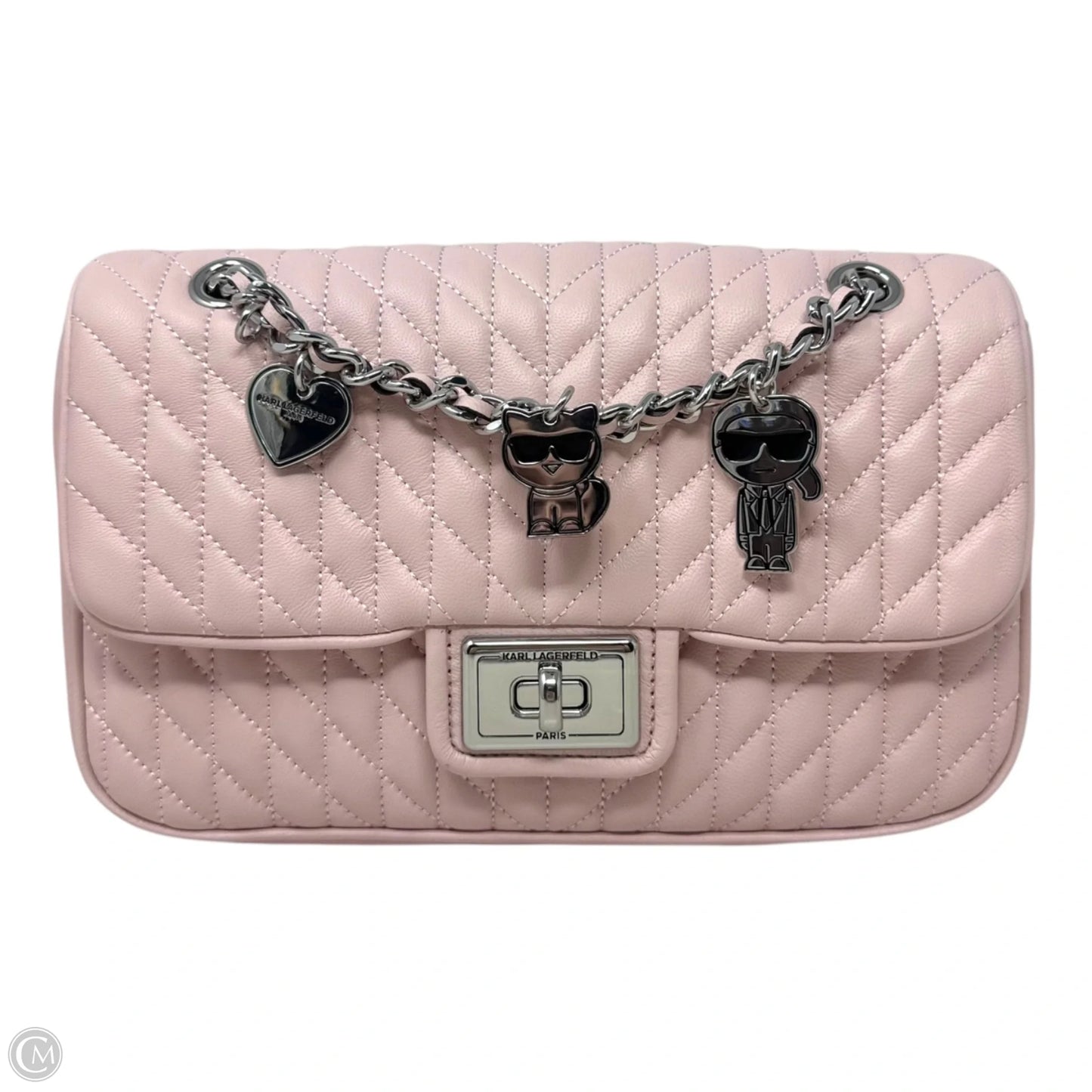 Quilted Charm Strap Handbag Designer By Karl Lagerfeld, Size: Medium