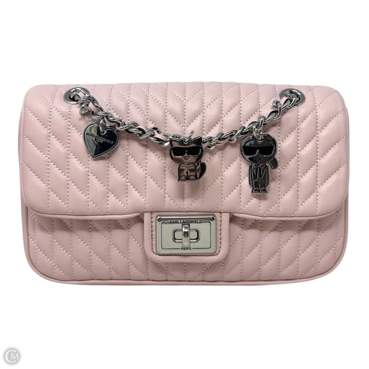 Quilted Charm Strap Handbag Designer By Karl Lagerfeld, Size: Medium