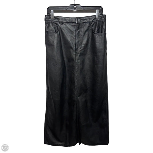 High Back Slit Faux Leather Skirt Maxi By Free People In Black, Size: 4
