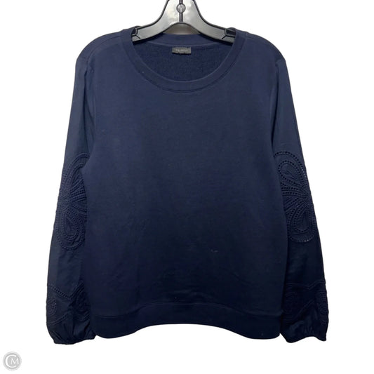 Eyelet Sleeve Top Long Sleeve By Talbots In Navy, Size: L (estimated)