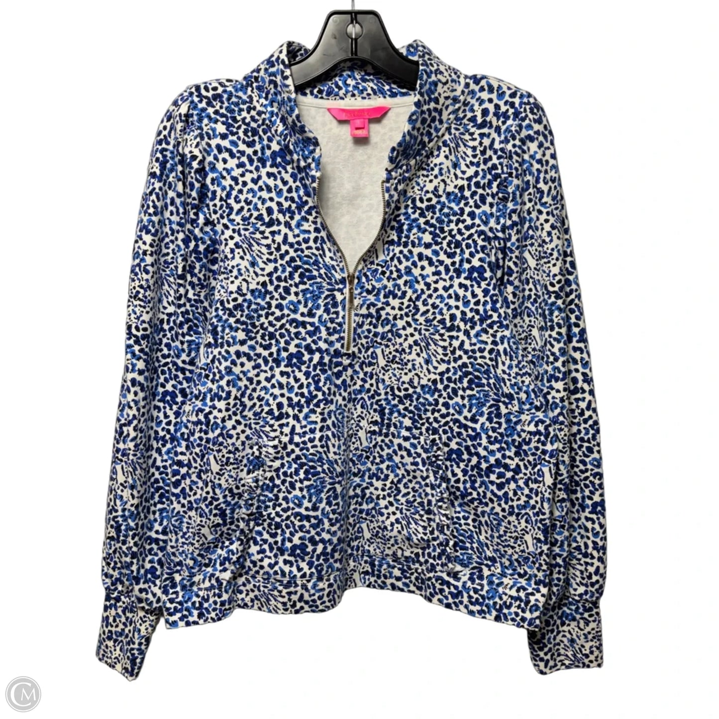 Top Long Sleeve Designer By Lilly Pulitzer In Blue & White, Size: L