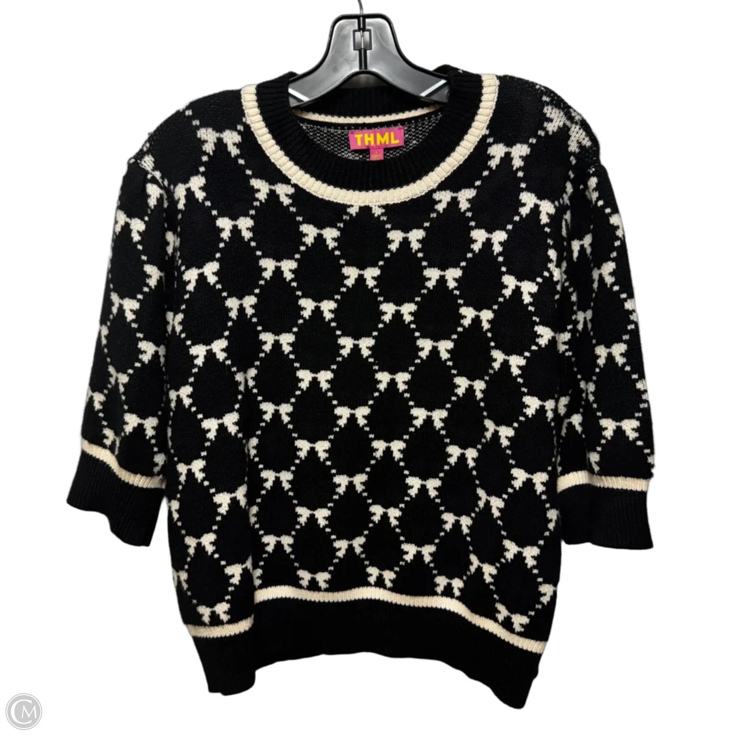 Bow Sweater By Thml In Black & Cream, Size: L
