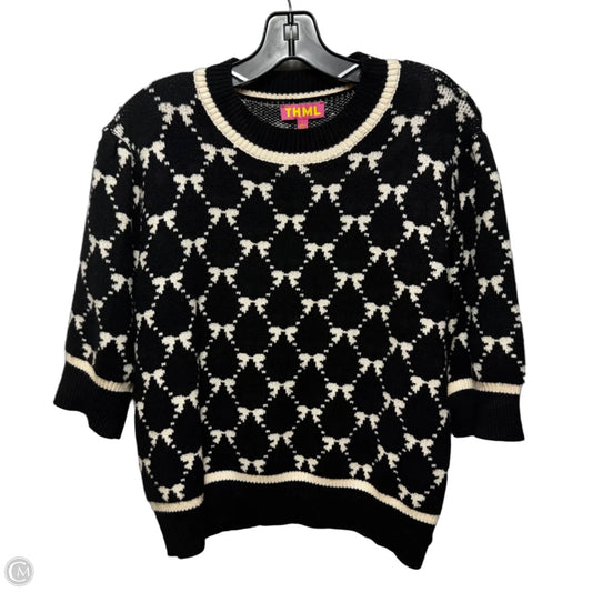 Bow Sweater By Thml In Black & Cream, Size: L