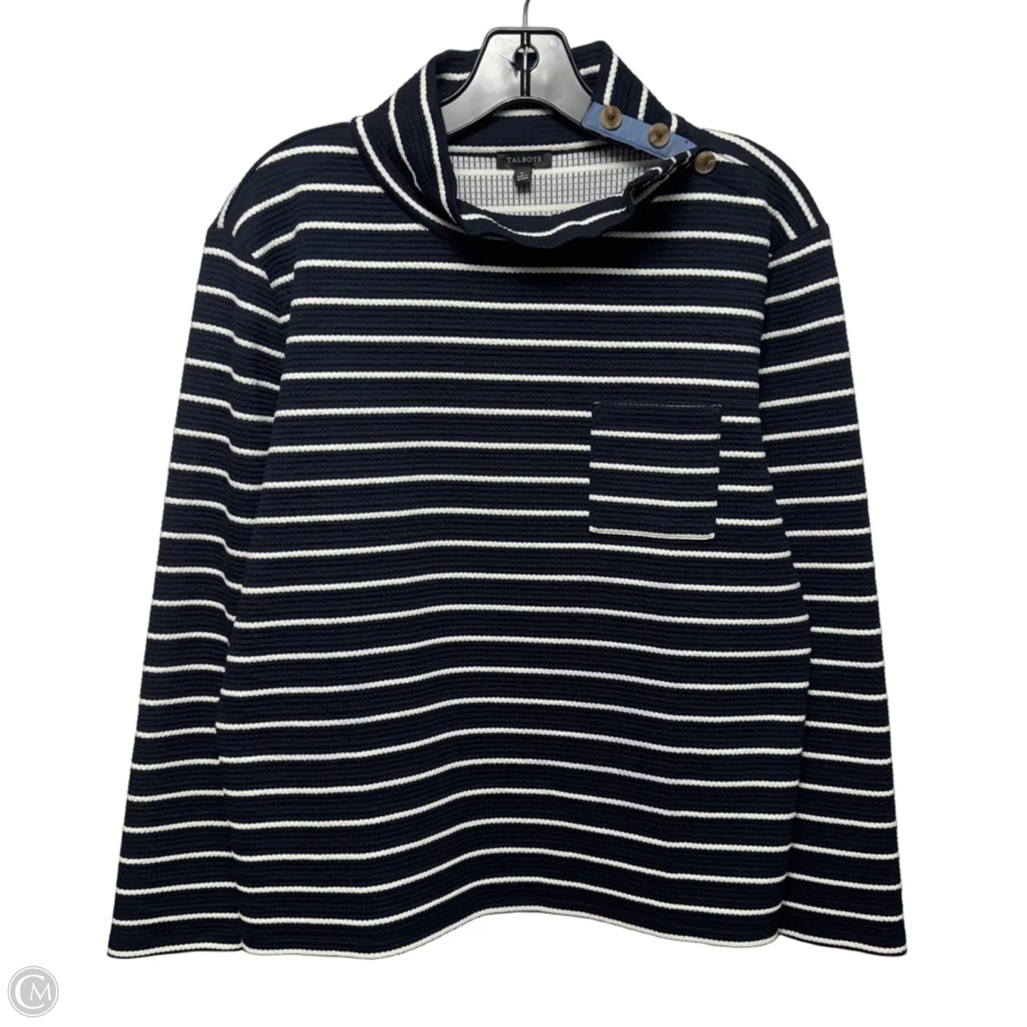 Textured Top Long Sleeve By Talbots In Striped Pattern, Size: M