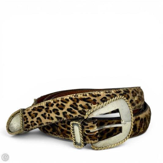 Southwestern Roped Sterling Silver Buckle Set & Leopard Print Calf Hair Belt Strap By Pat Areias, Size: X-Large (42)
