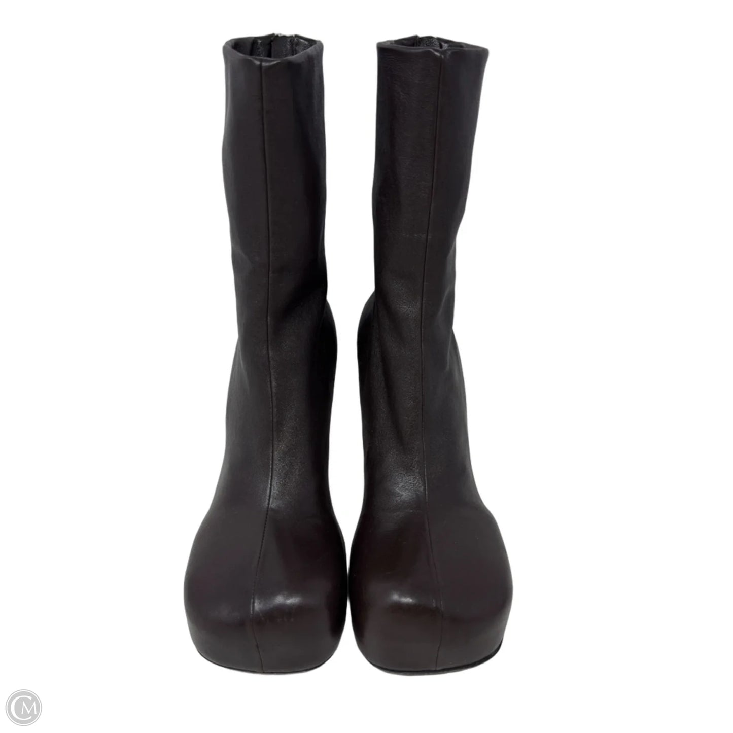 Leather Platform Ankle Sock Boots Luxury Designer By Bottega Veneta In Brown, Size: 8.5 (38.5)