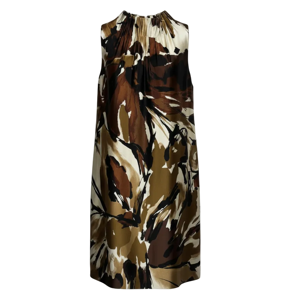 Silk Blend Sheath Dress By Taylor In Brown & Gold, Size: 6