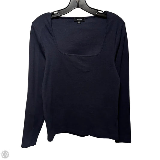 Ribbed Square Neck Top Long Sleeve By Saint + Sofia In Navy, Size: 10