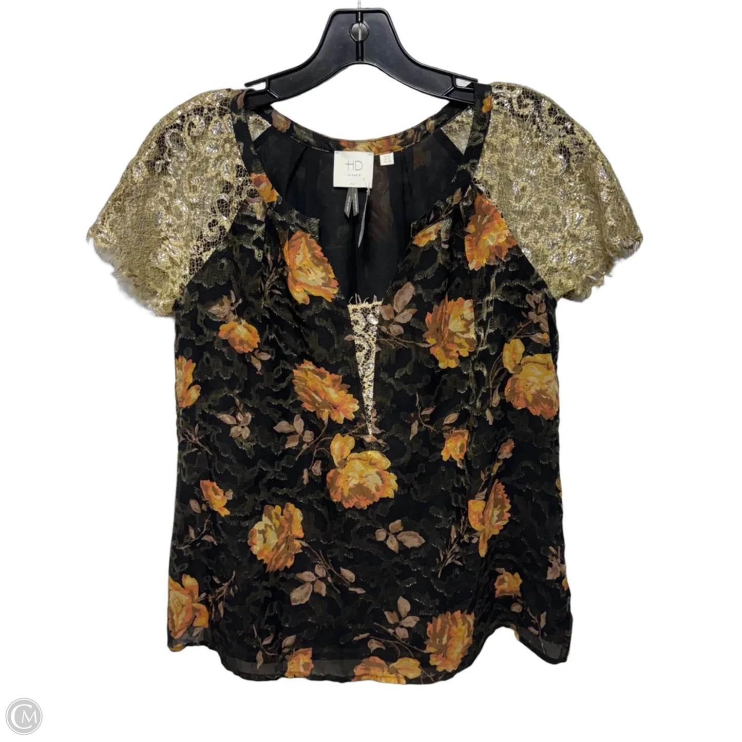 Silk Blend Top Short Sleeve By Hd In Paris In Floral Print, Size: 2