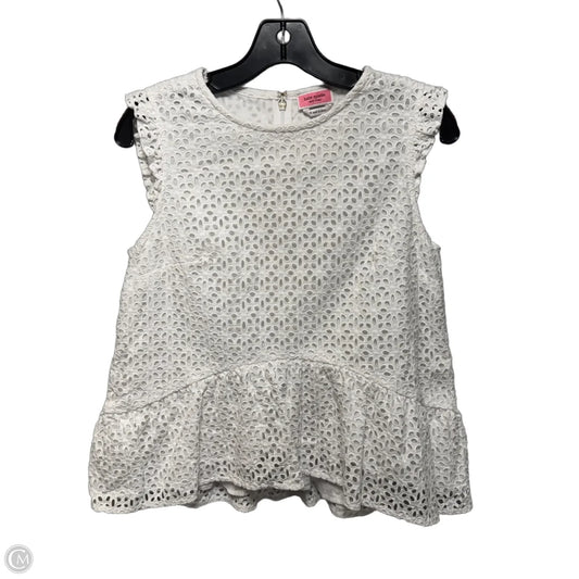 Eyelet Flounce Top Designer By Kate Spade In White, Size: 4