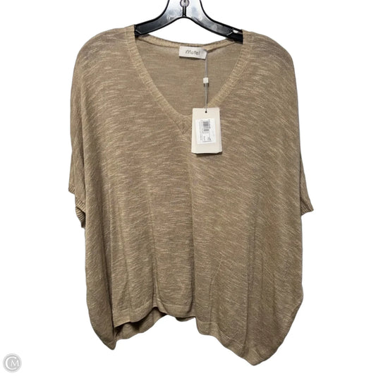 Linen Blend Knit Top Short Sleeve By Clothes Mentor In Taupe, Size: Osfm